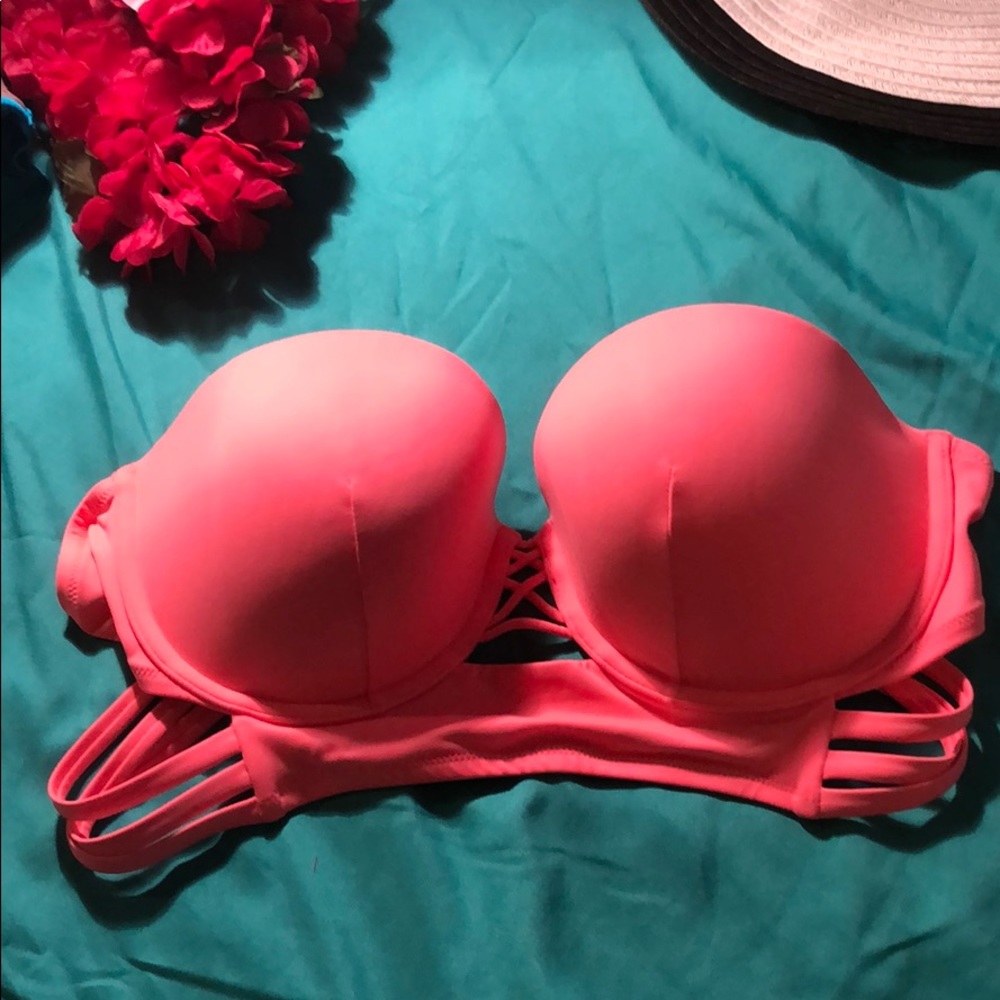 Coral VS strapless top